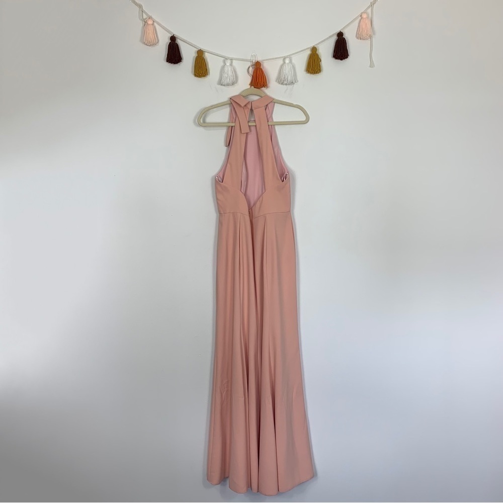 After Six Bow Neck Open Back Trumpet Gown Pink Size 12 - Picture 11 of 11